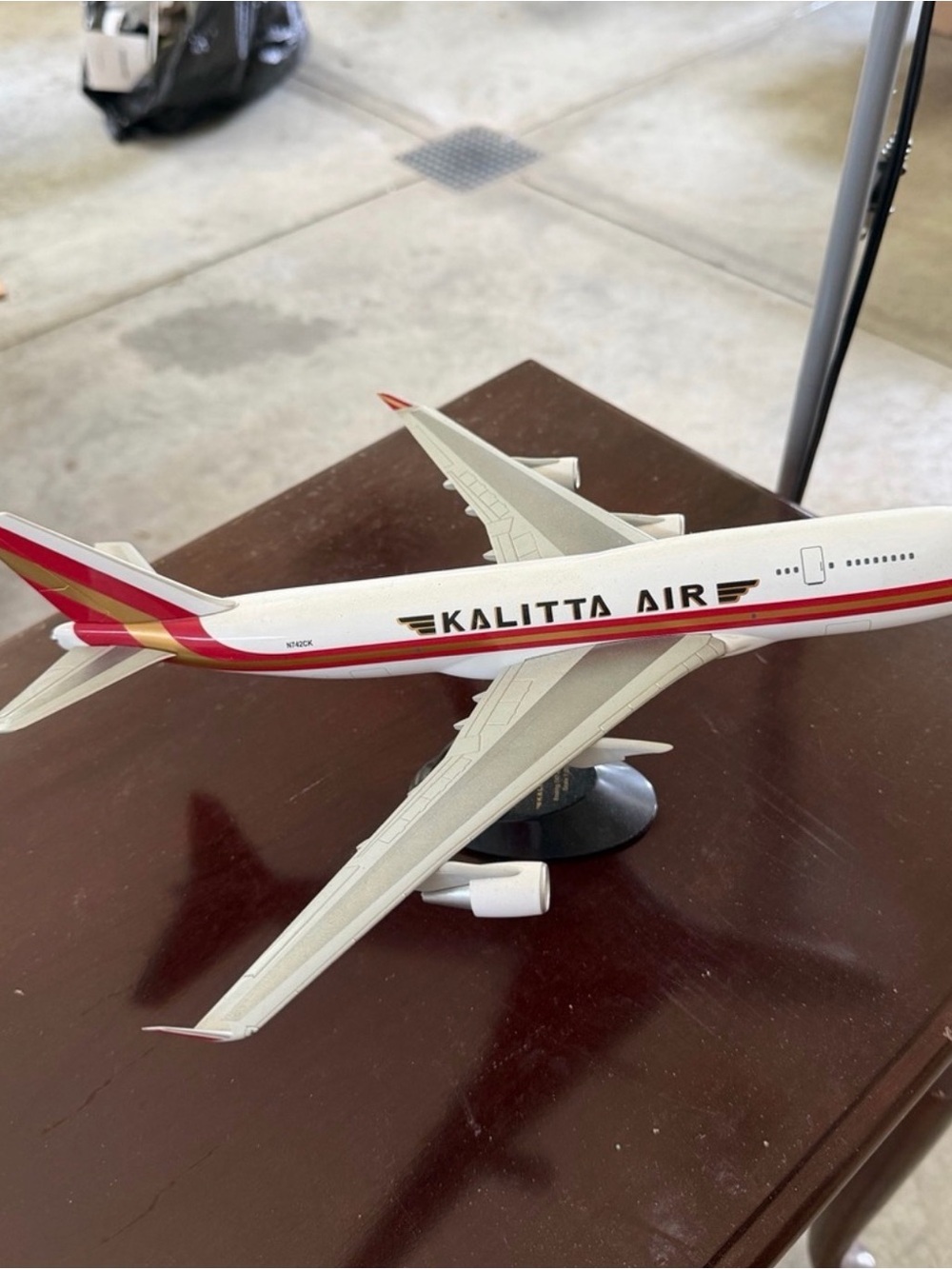 Red & White Cargo Plane Model - Missing One Engine Piece